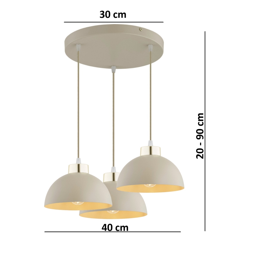 Brilagi - Hängeleuchte an Kabel MOON 3xE27/60W/230V beige/gold