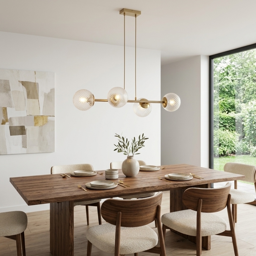 Brilagi - Hängeleuchte an Kabel STELLA 4xE27/60W/230V beige/gold