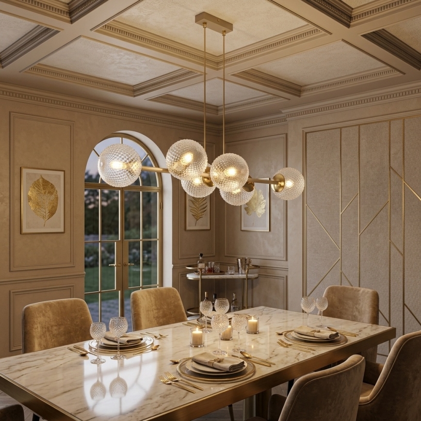 Brilagi - Hängeleuchte an Kabel STELLA 6xE27/60W/230V beige/gold