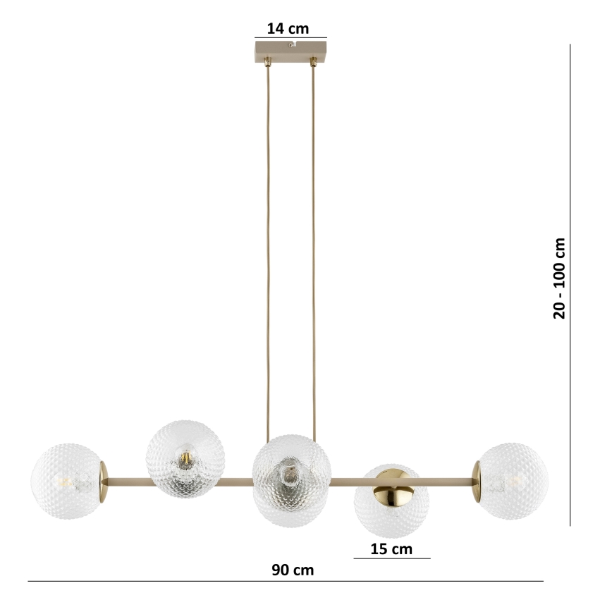 Brilagi - Hängeleuchte an Kabel STELLA 6xE27/60W/230V beige/gold