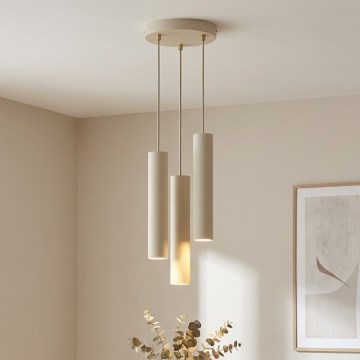 Brilagi - Hängeleuchte an Kabel TUBE 3xGU10/15W/230V beige/gold