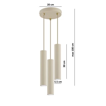 Brilagi - Hängeleuchte an Kabel TUBE 3xGU10/15W/230V beige/gold