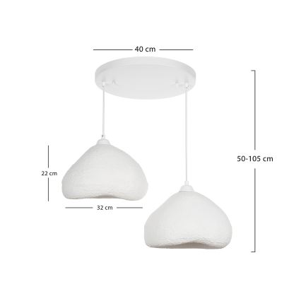 Brilagi - Hängeleuchte an Kabel WABI SABI 2xE27/40W/230V Ø 45 cm weiß