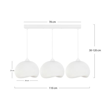 Brilagi - Hängeleuchte an Kabel WABI SABI 3xE27/40W/230V weiß