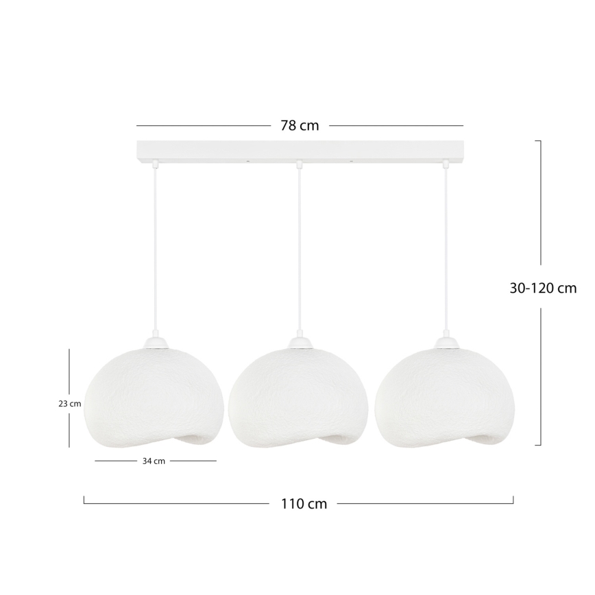 Brilagi - Hängeleuchte an Kabel WABI SABI 3xE27/40W/230V weiß