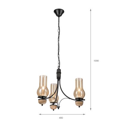 Brilagi - Hängeleuchte an Kette COTTAGE 3xE14/40W/230V Buche/braun