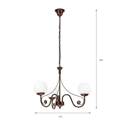 Brilagi - Hängeleuchte an Kette COTTAGE 3xG9/40W/230V braun/weiß