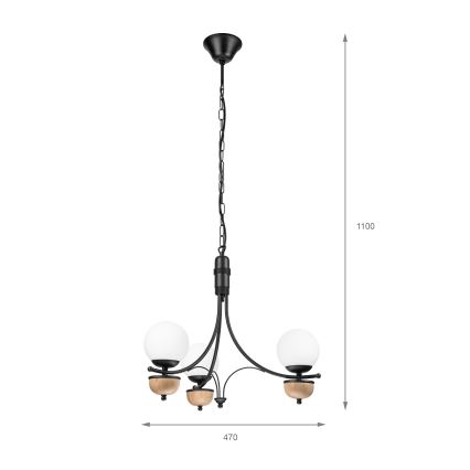 Brilagi - Hängeleuchte an Kette COTTAGE 3xG9/40W/230V Buche/weiß