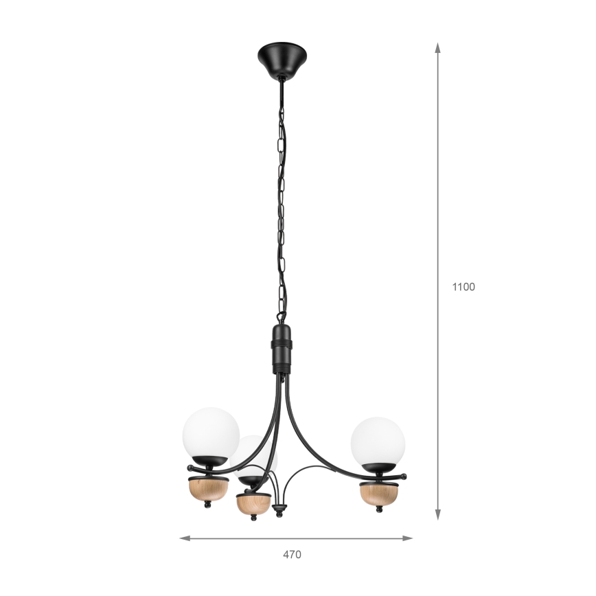 Brilagi - Hängeleuchte an Kette COTTAGE 3xG9/40W/230V Buche/weiß