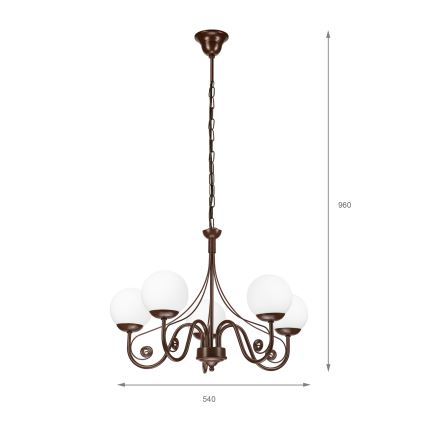 Brilagi - Hängeleuchte an Kette COTTAGE 5xG9/40W/230V braun/weiß