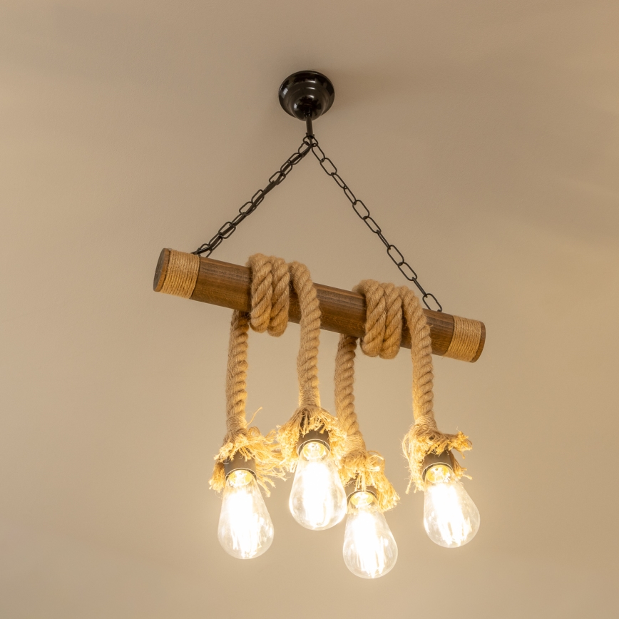 Brilagi - Hängeleuchte an Kette KOS 4xE27/60W/230V Buche