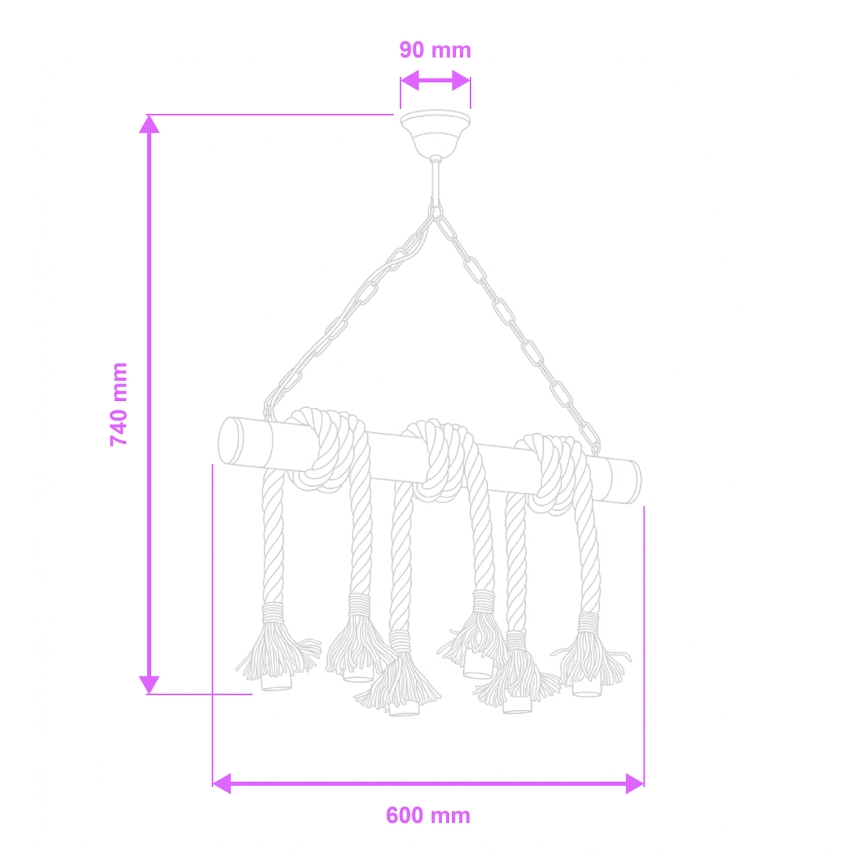 Brilagi - Hängeleuchte an Kette KOS 6xE27/60W/230V Buche