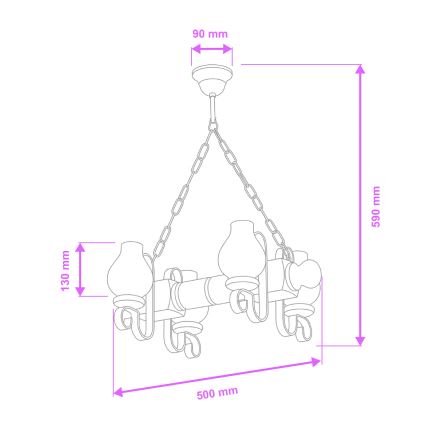 Brilagi - Hängeleuchte an Kette RUSTIC 4xE14/40W/230V Buche