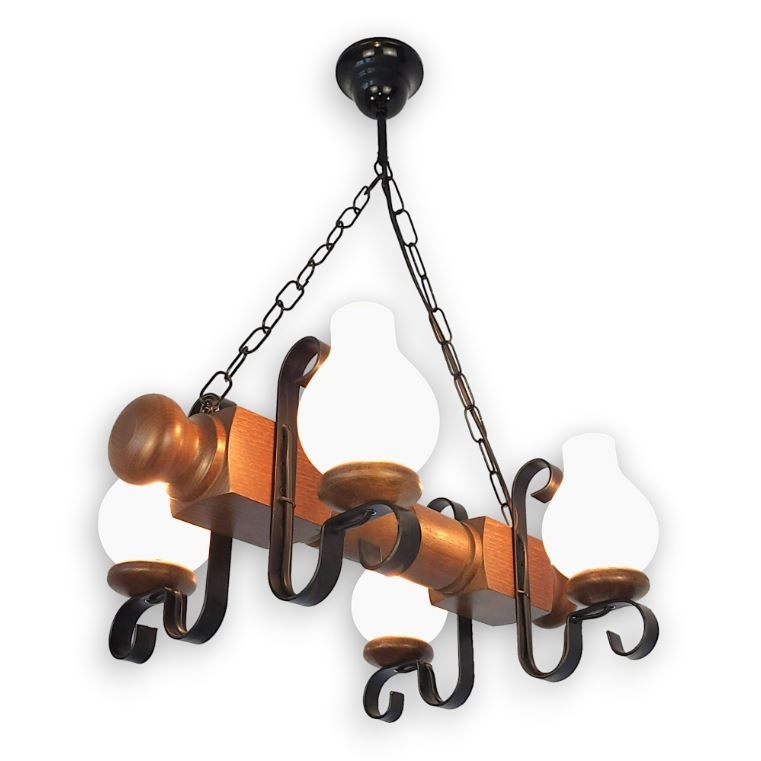 Brilagi - Hängeleuchte an Kette RUSTIC 4xE14/40W/230V Buche/Walnuss