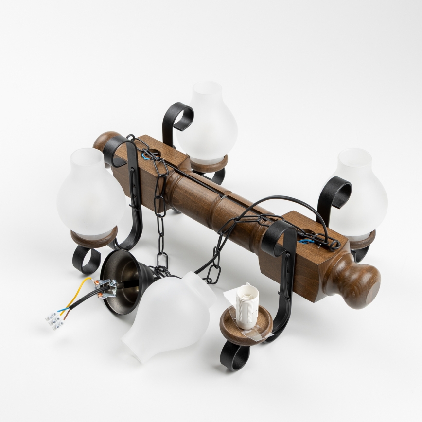 Brilagi - Hängeleuchte an Kette RUSTIC 4xE14/40W/230V Buche/Walnuss