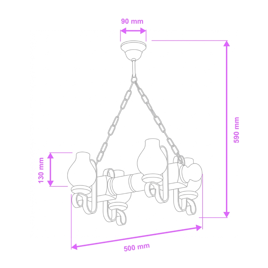 Brilagi - Hängeleuchte an Kette RUSTIC 4xE14/40W/230V Buche/Walnuss
