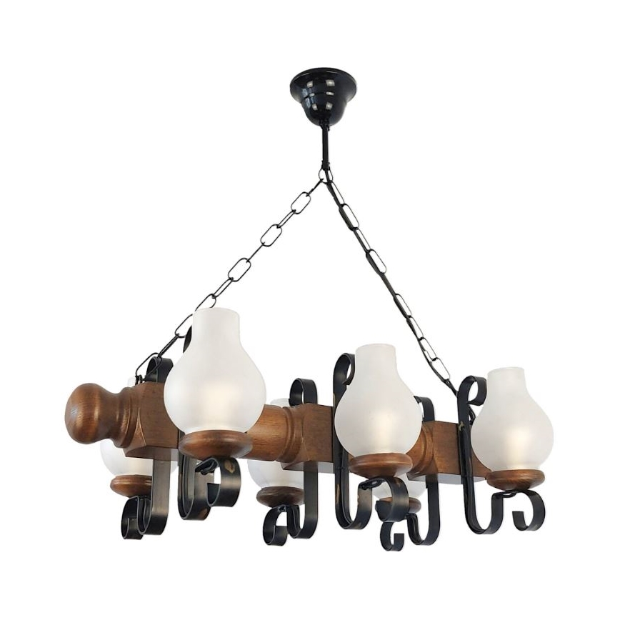 Brilagi - Hängeleuchte an Kette RUSTIC 6xE14/40W/230V Buche/Walnuss