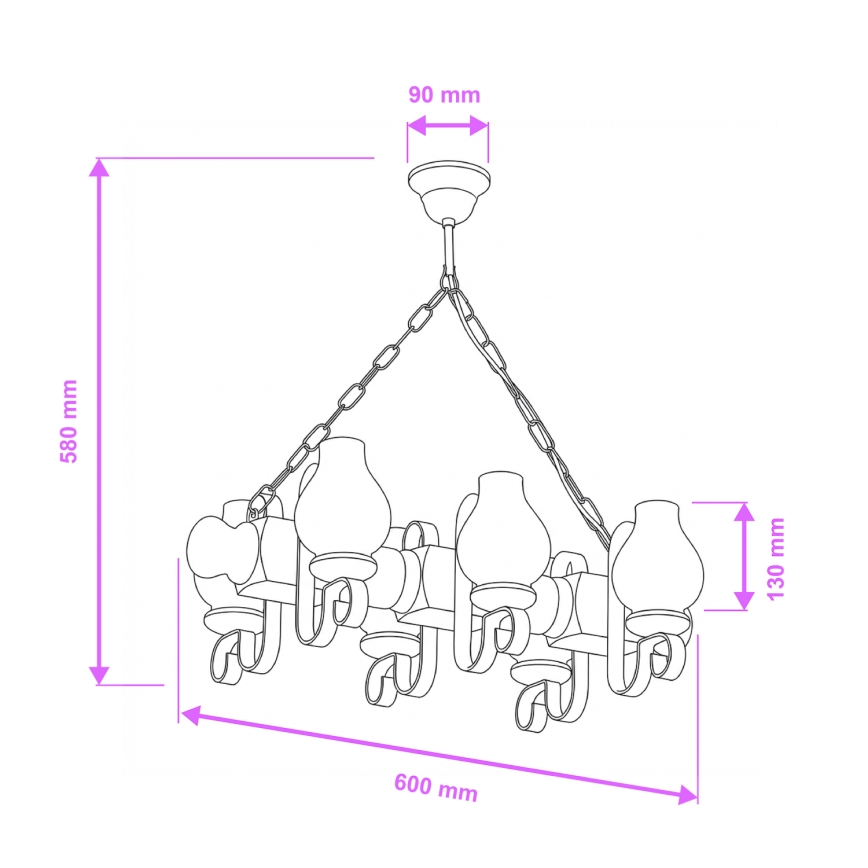 Brilagi - Hängeleuchte an Kette RUSTIC 6xE14/40W/230V Buche/Walnuss