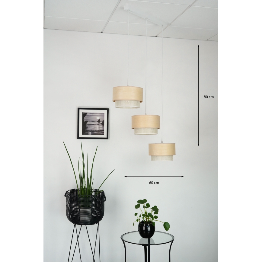 Brilagi - Hängeleuchte ARIZONA BOHO 3xE27/15W/230V beige/weiß