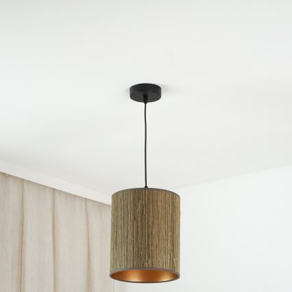 Brilagi - Hängeleuchte BOSTON ROLLER 1xE27/15W/230V d 21 cm Stroh braun/golden