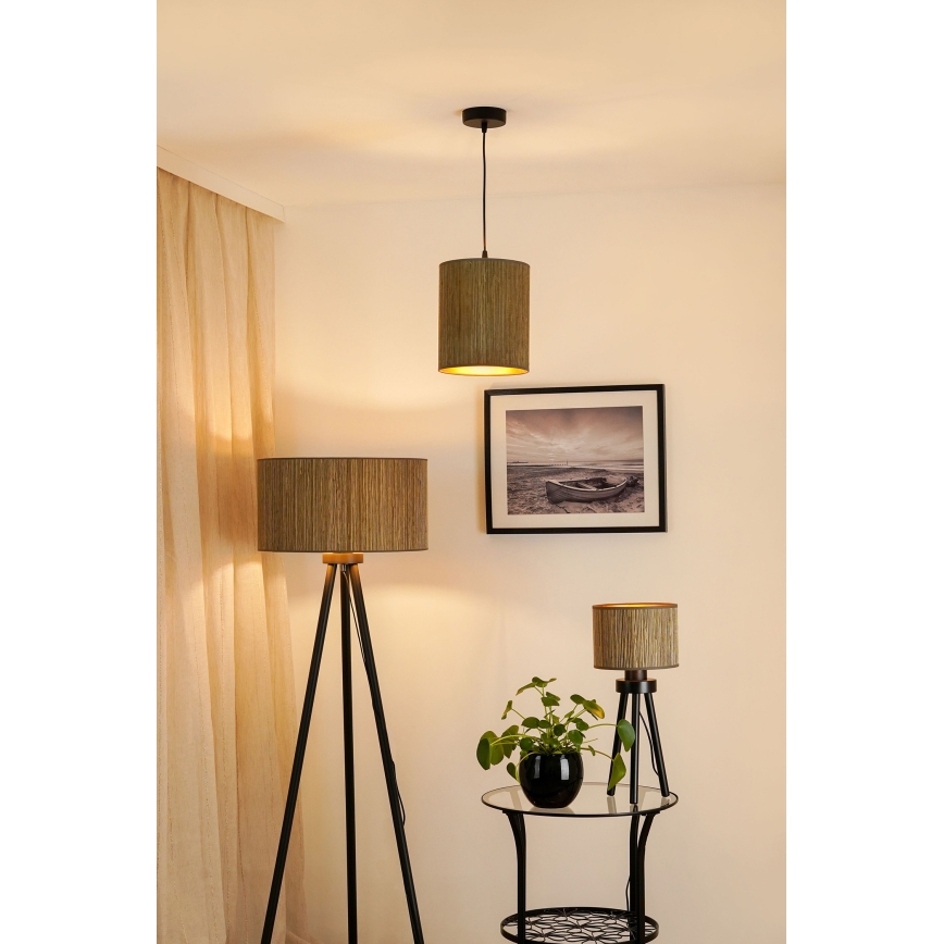 Brilagi - Hängeleuchte BOSTON ROLLER 1xE27/15W/230V d 21 cm Stroh braun/golden