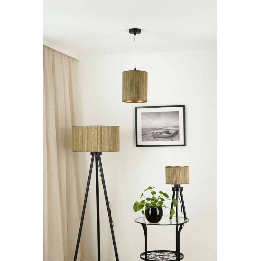 Brilagi - Hängeleuchte BOSTON ROLLER 1xE27/15W/230V d 21 cm Stroh braun/golden