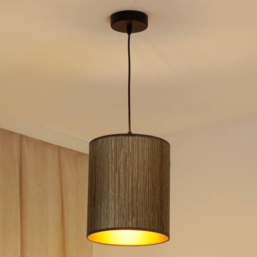 Brilagi - Hängeleuchte BOSTON ROLLER 1xE27/15W/230V d 21 cm Stroh braun/golden
