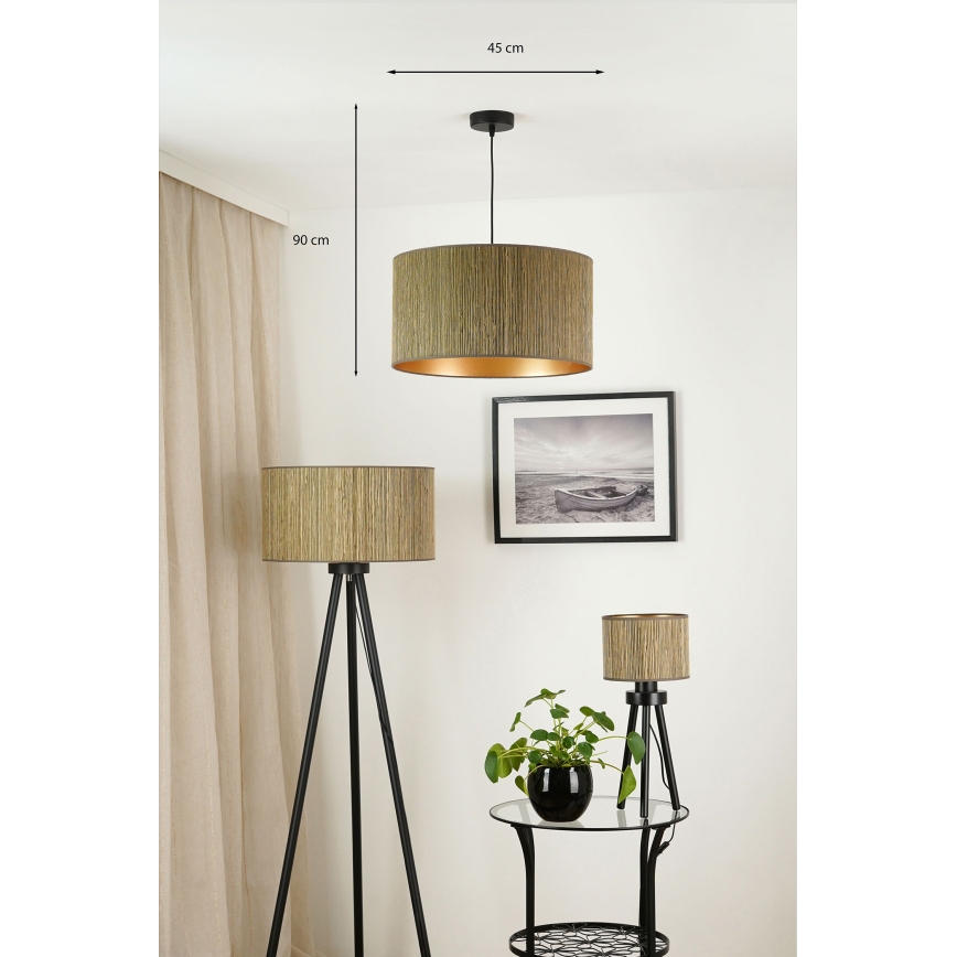 Brilagi - Hängeleuchte BOSTON ROLLER 1xE27/15W/230V d 45 cm Stroh braun/golden