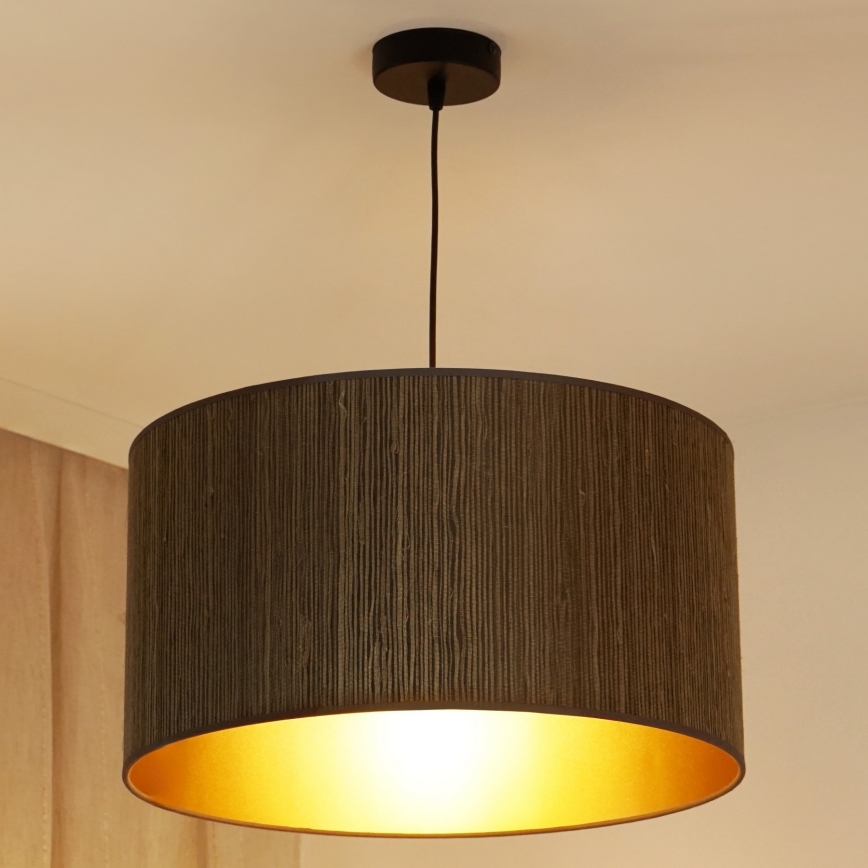 Brilagi - Hängeleuchte BOSTON ROLLER 1xE27/15W/230V d 45 cm Stroh braun/golden