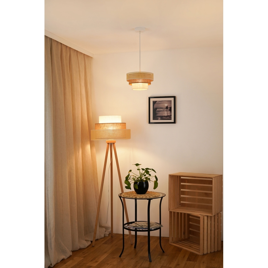 Brilagi - Hängeleuchte CEDAR LUNETA 1xE27/15W/230V d 25 cm beige/braun/cremefarben