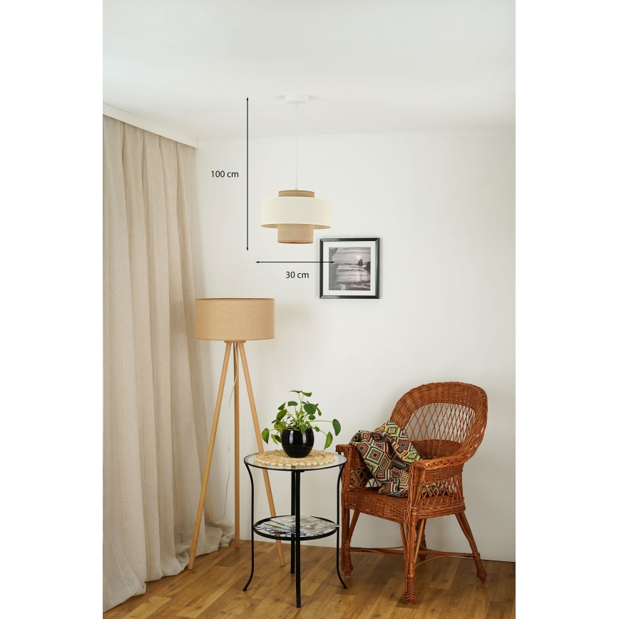 Brilagi - Hängeleuchte DALLAS 1xE27/15W/230V d 30 cm braun/cremefarben/weiß