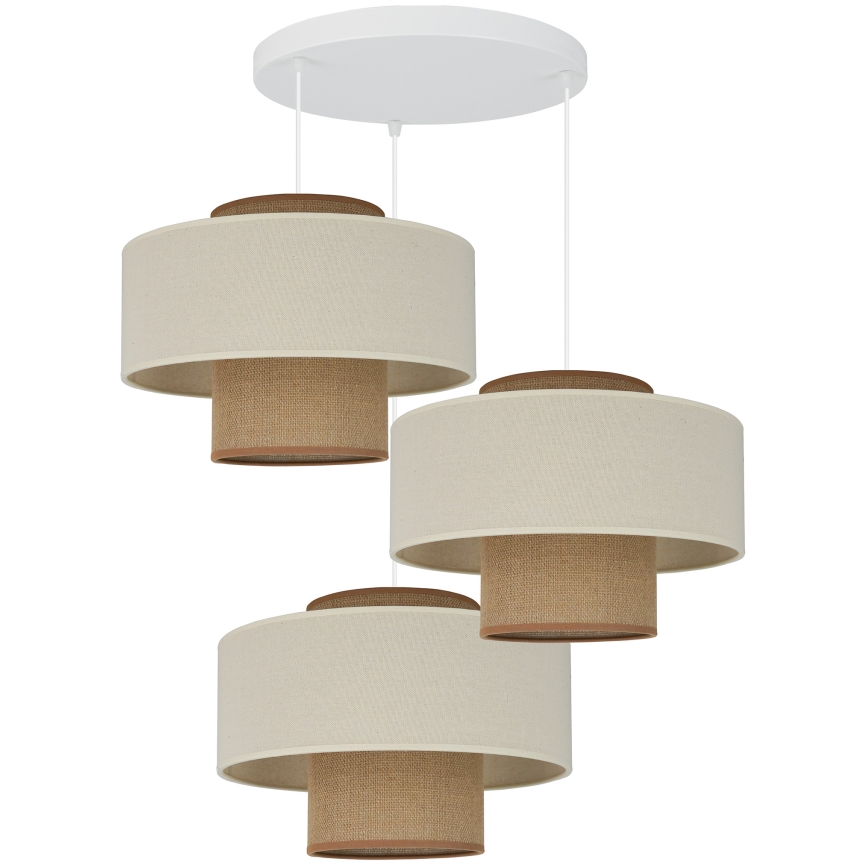 Brilagi - Hängeleuchte DALLAS 3xE27/15W/230V braun/cremefarben/weiß