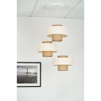 Brilagi - Hängeleuchte DALLAS 3xE27/15W/230V braun/cremefarben/weiß