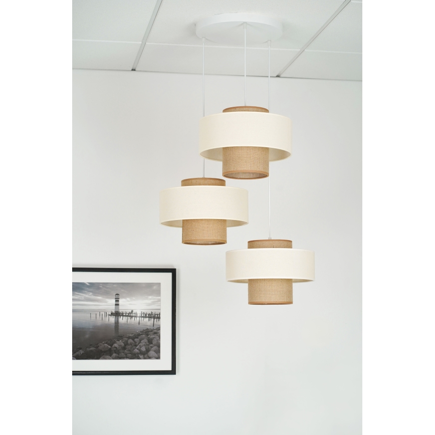 Brilagi - Hängeleuchte DALLAS 3xE27/15W/230V braun/cremefarben/weiß