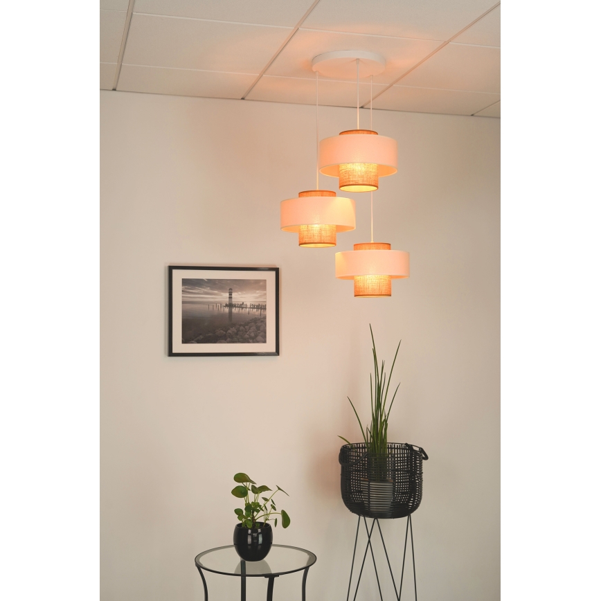Brilagi - Hängeleuchte DALLAS 3xE27/15W/230V braun/cremefarben/weiß
