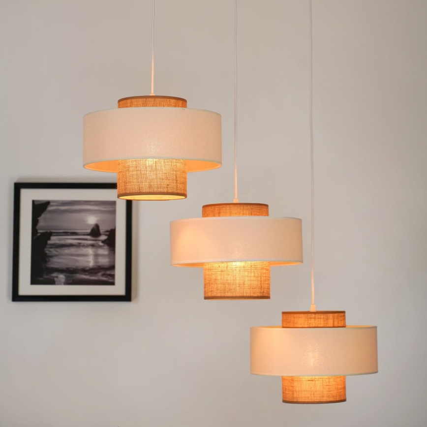 Brilagi - Hängeleuchte DALLAS 3xE27/15W/230V braun/cremefarben/weiß