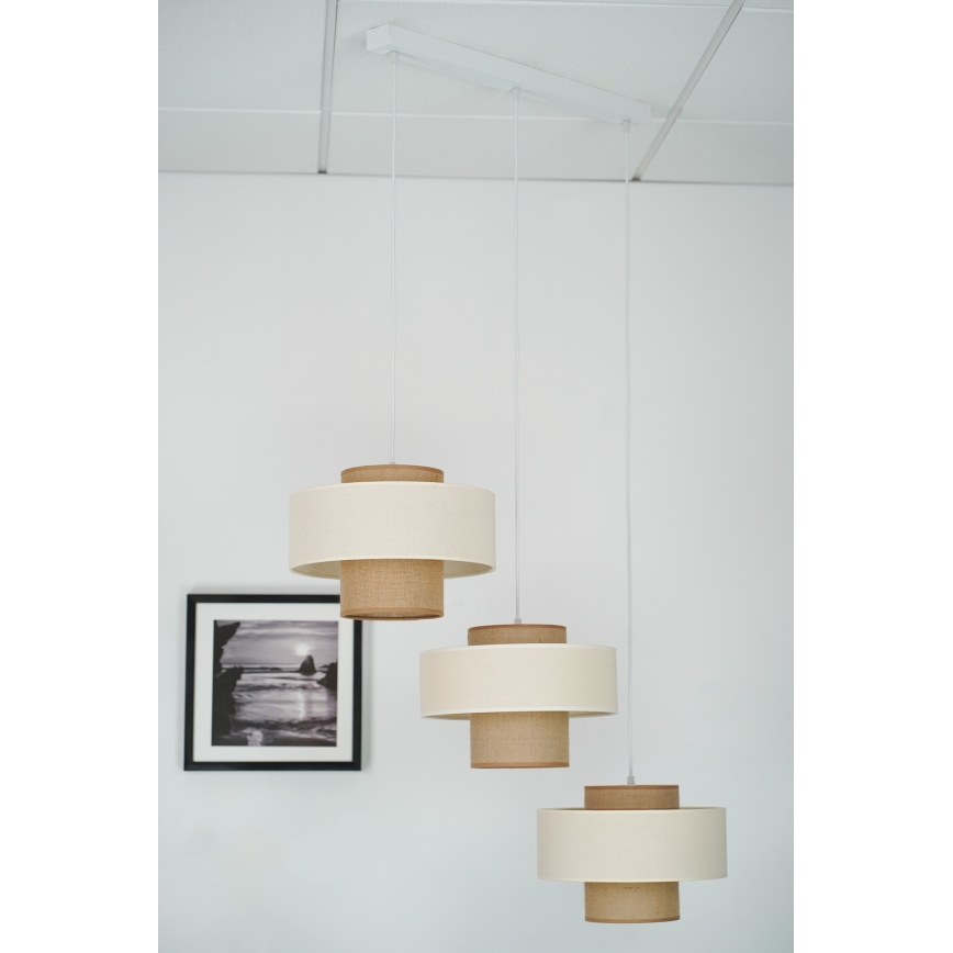 Brilagi - Hängeleuchte DALLAS 3xE27/15W/230V braun/cremefarben/weiß