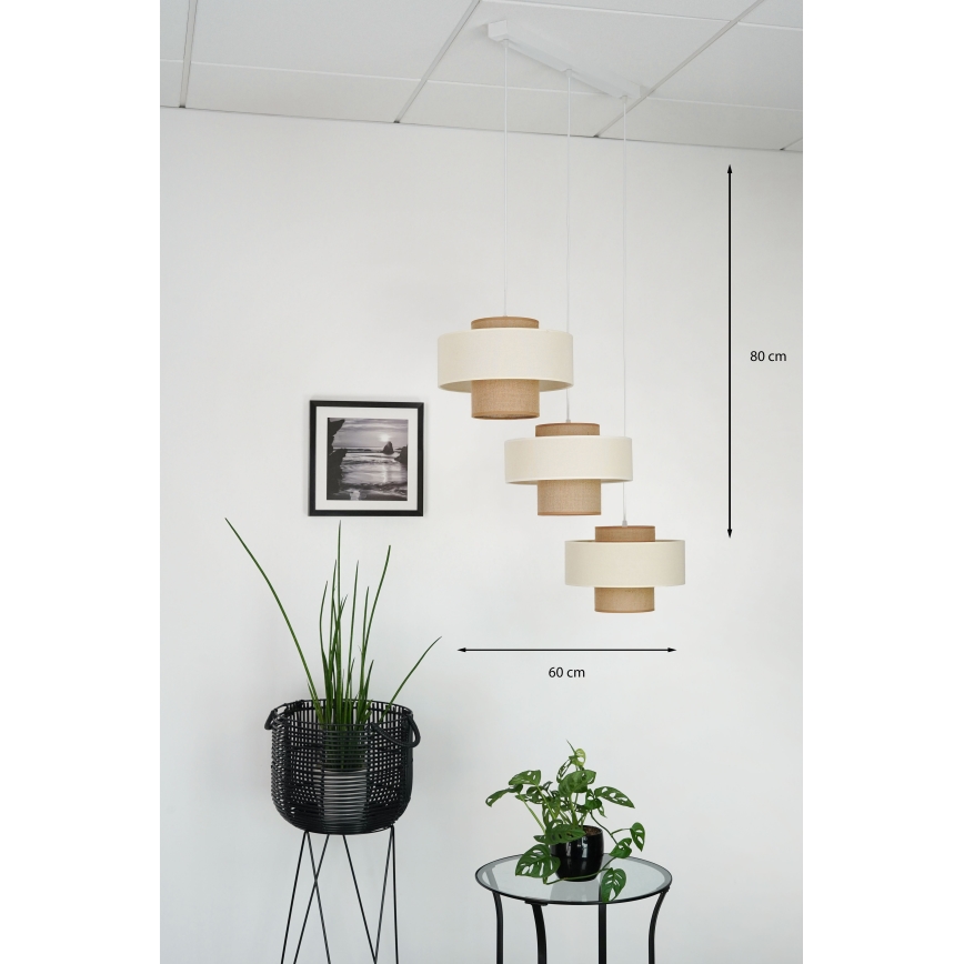Brilagi - Hängeleuchte DALLAS 3xE27/15W/230V braun/cremefarben/weiß