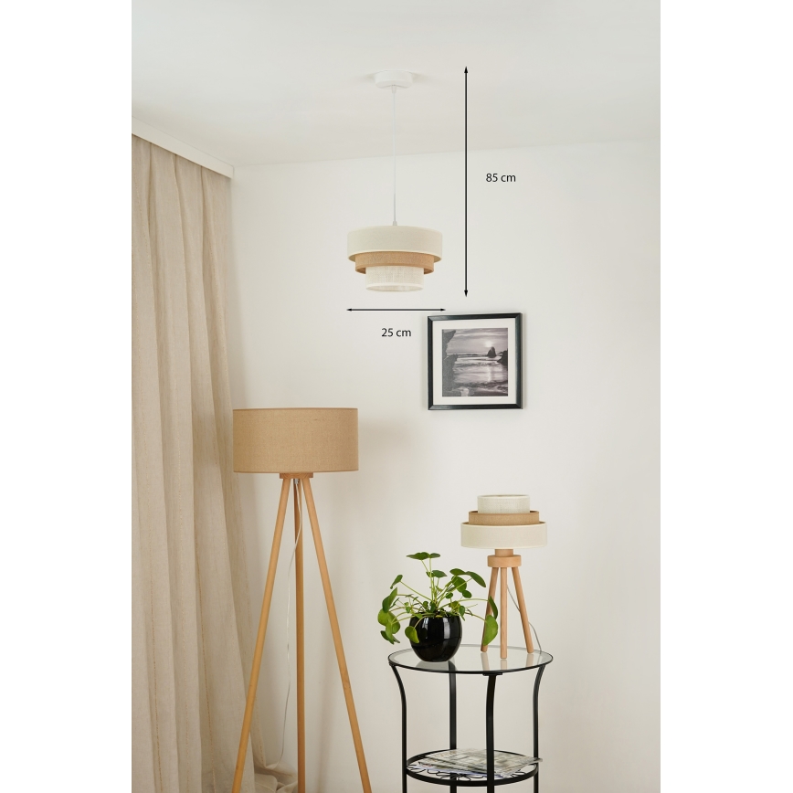 Brilagi - Hängeleuchte DENVER LUNETA 1xE27/15W/230V d 25 cm beige/braun/cremefarben