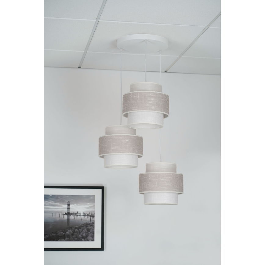 Brilagi - Hängeleuchte DOVER SPACE 3xE27/15W/230V grau/cremefarben