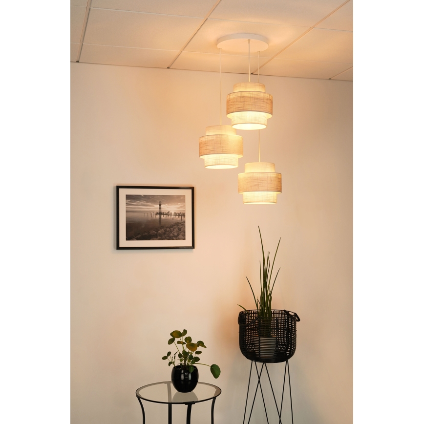 Brilagi - Hängeleuchte DOVER SPACE 3xE27/15W/230V grau/cremefarben