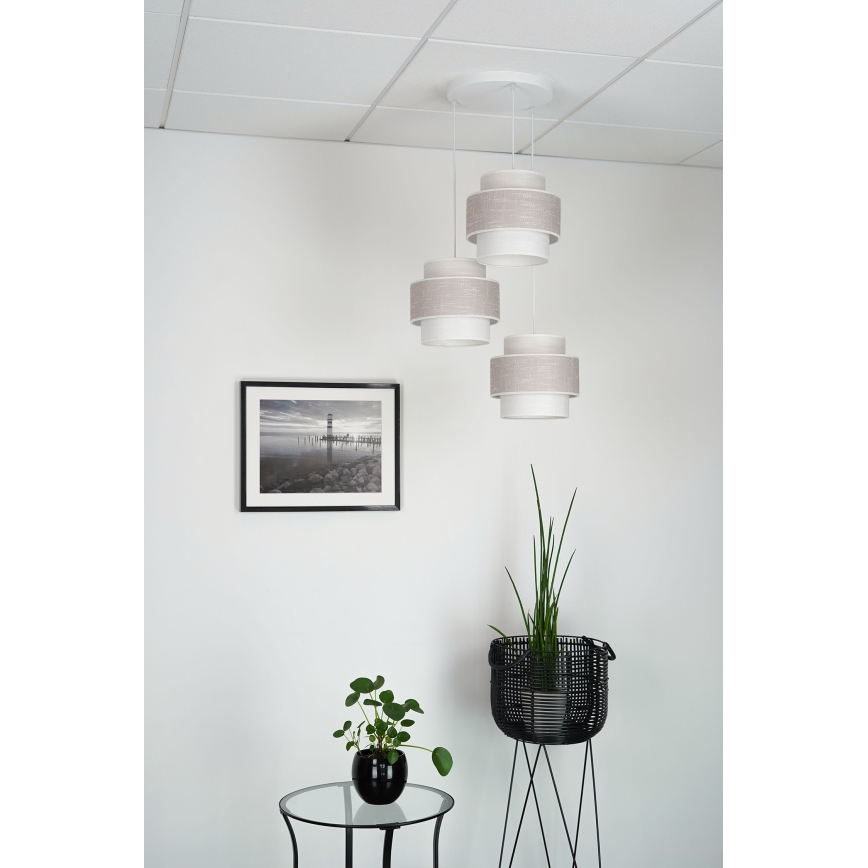 Brilagi - Hängeleuchte DOVER SPACE 3xE27/15W/230V grau/cremefarben