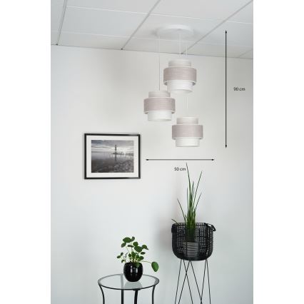Brilagi - Hängeleuchte DOVER SPACE 3xE27/15W/230V grau/cremefarben