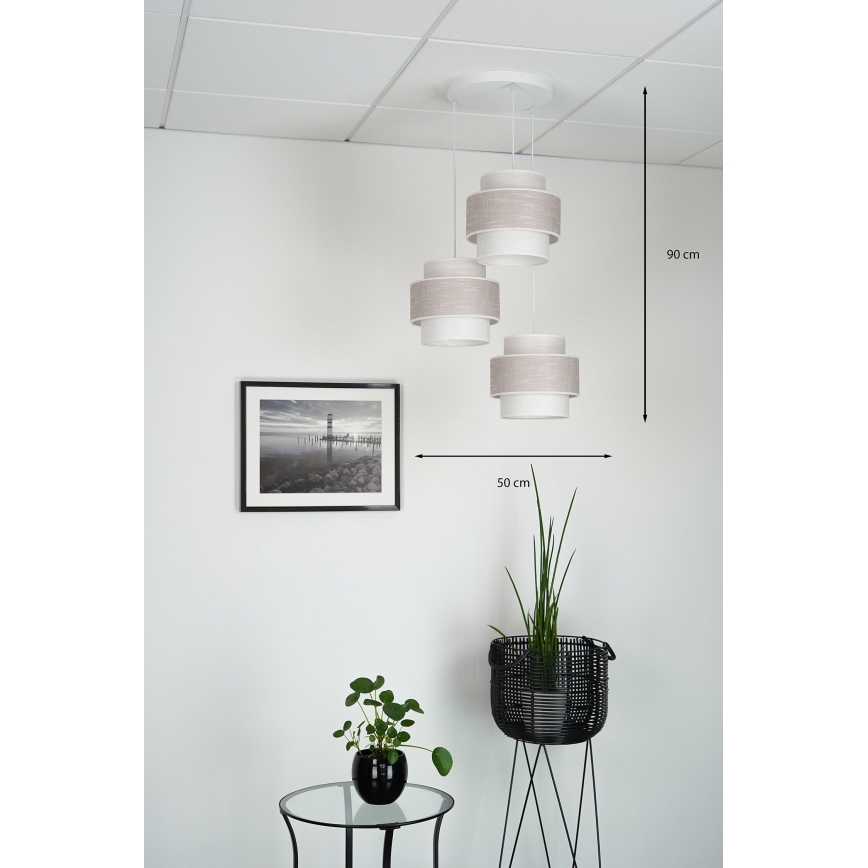 Brilagi - Hängeleuchte DOVER SPACE 3xE27/15W/230V grau/cremefarben