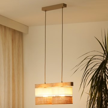 Brilagi - Hängeleuchte FOREST 2xE27/15W/230V Kiefer/beige/cremefarben