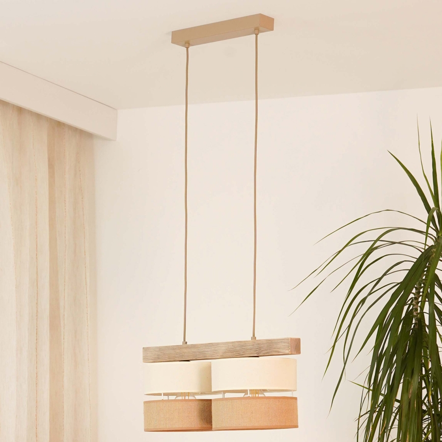 Brilagi - Hängeleuchte FOREST 2xE27/15W/230V Kiefer/beige/cremefarben