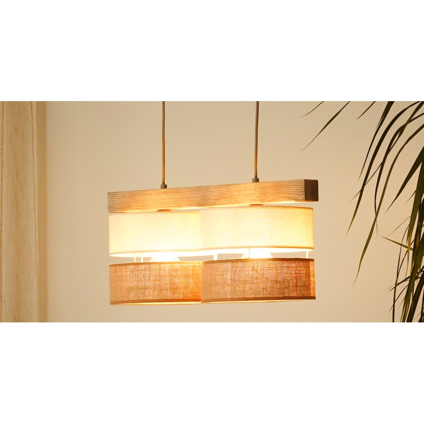 Brilagi - Hängeleuchte FOREST 2xE27/15W/230V Kiefer/beige/cremefarben