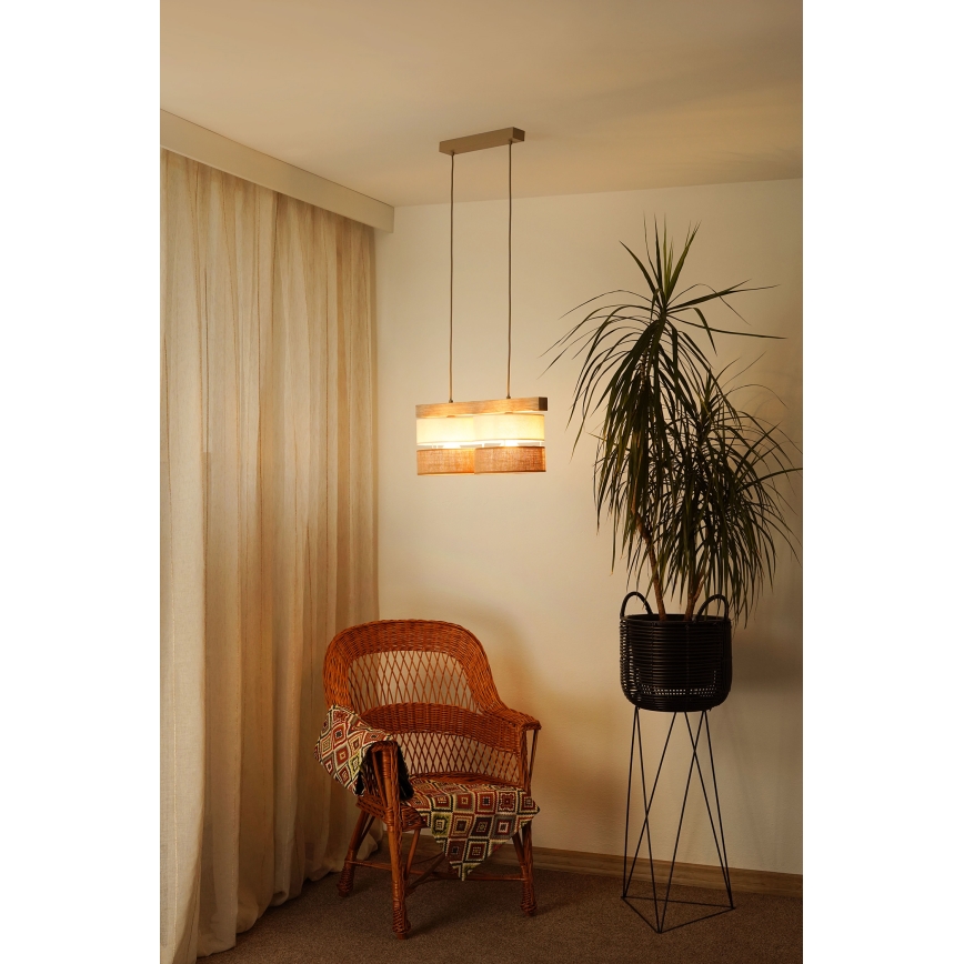 Brilagi - Hängeleuchte FOREST 2xE27/15W/230V Kiefer/beige/cremefarben