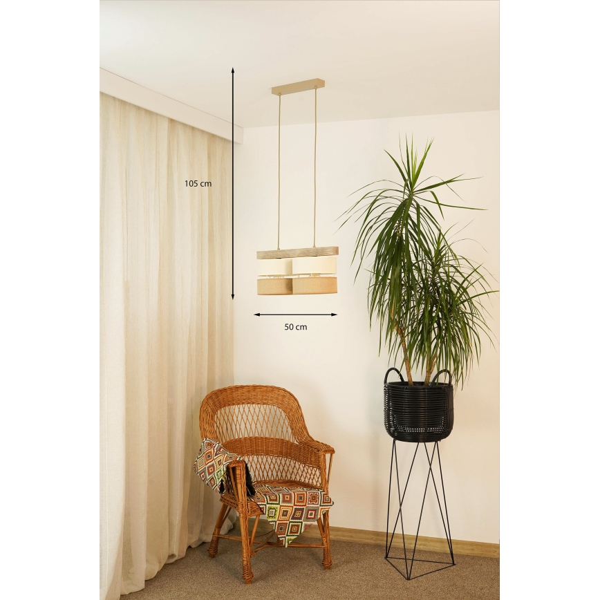 Brilagi - Hängeleuchte FOREST 2xE27/15W/230V Kiefer/beige/cremefarben