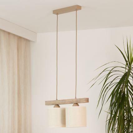 Brilagi - Hängeleuchte FOREST 2xE27/15W/230V Kiefer/braun/cremefarben